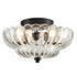 3-light Modern Black Metal with Scalloped Clear Glass Semi Flush Mount Ceiling Light for Living Room